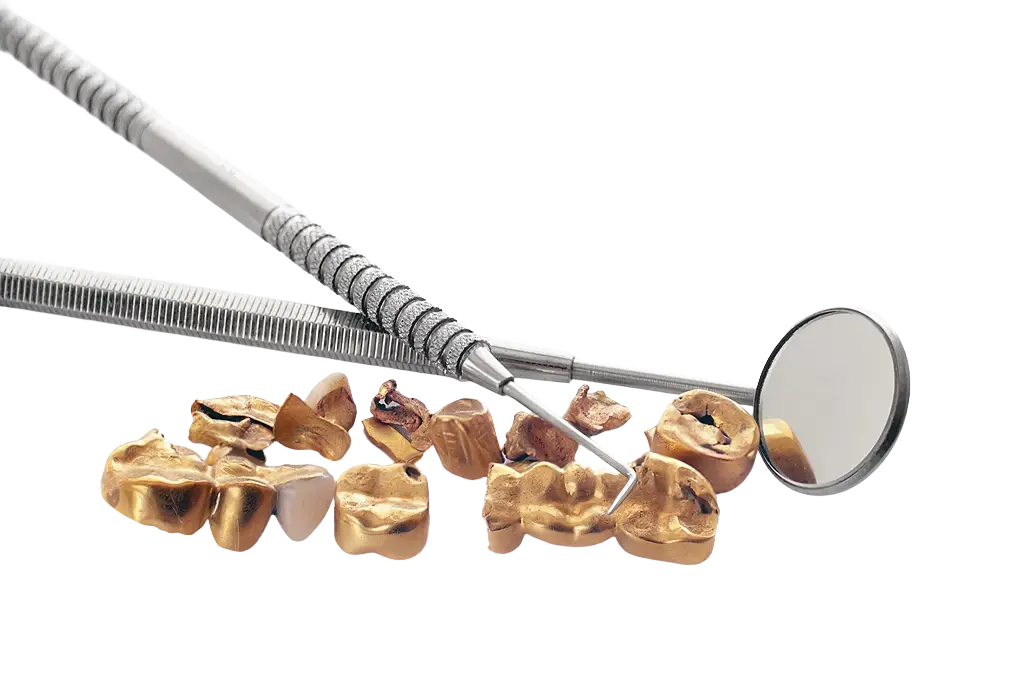 Zahnmedizin Werkzeug mit Goldkronen